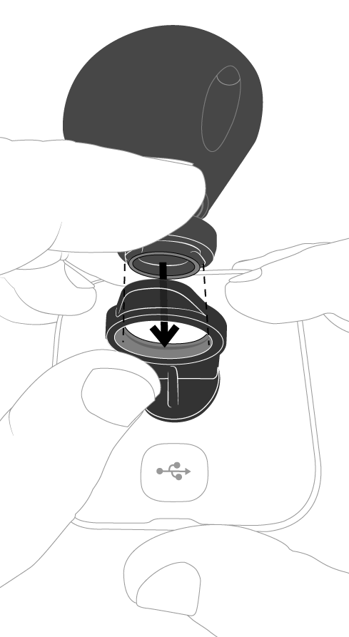 presione el adaptador contra el soporte