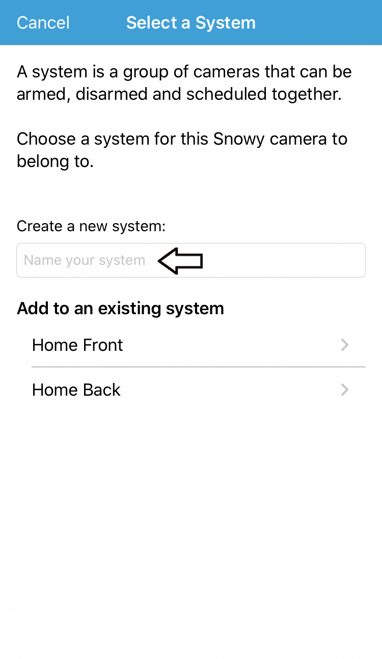 add a system name or tap a system