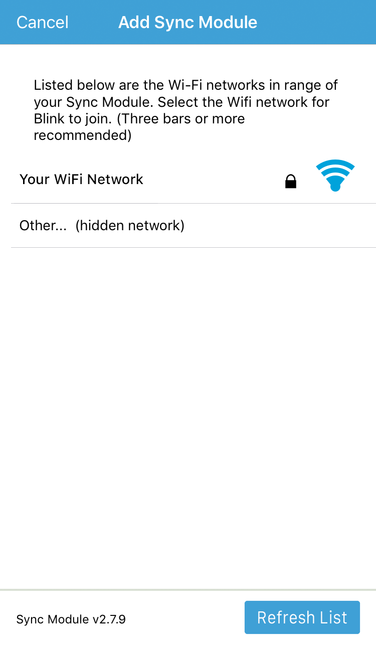 select your Wi-Fi Network