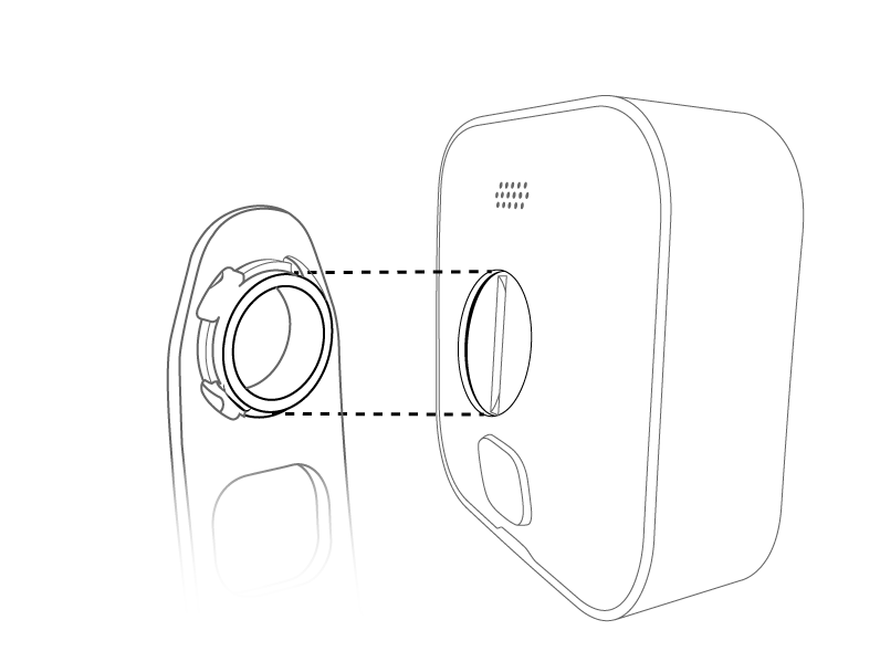  orthographic views of the L shaped bracket and a camera back with dotted lines showing where the mounting point enters the camera back