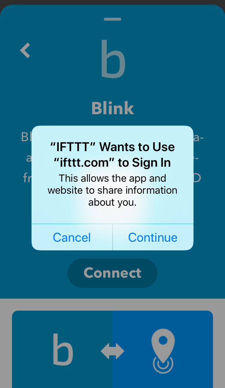 connect your Blink account with IFTTT