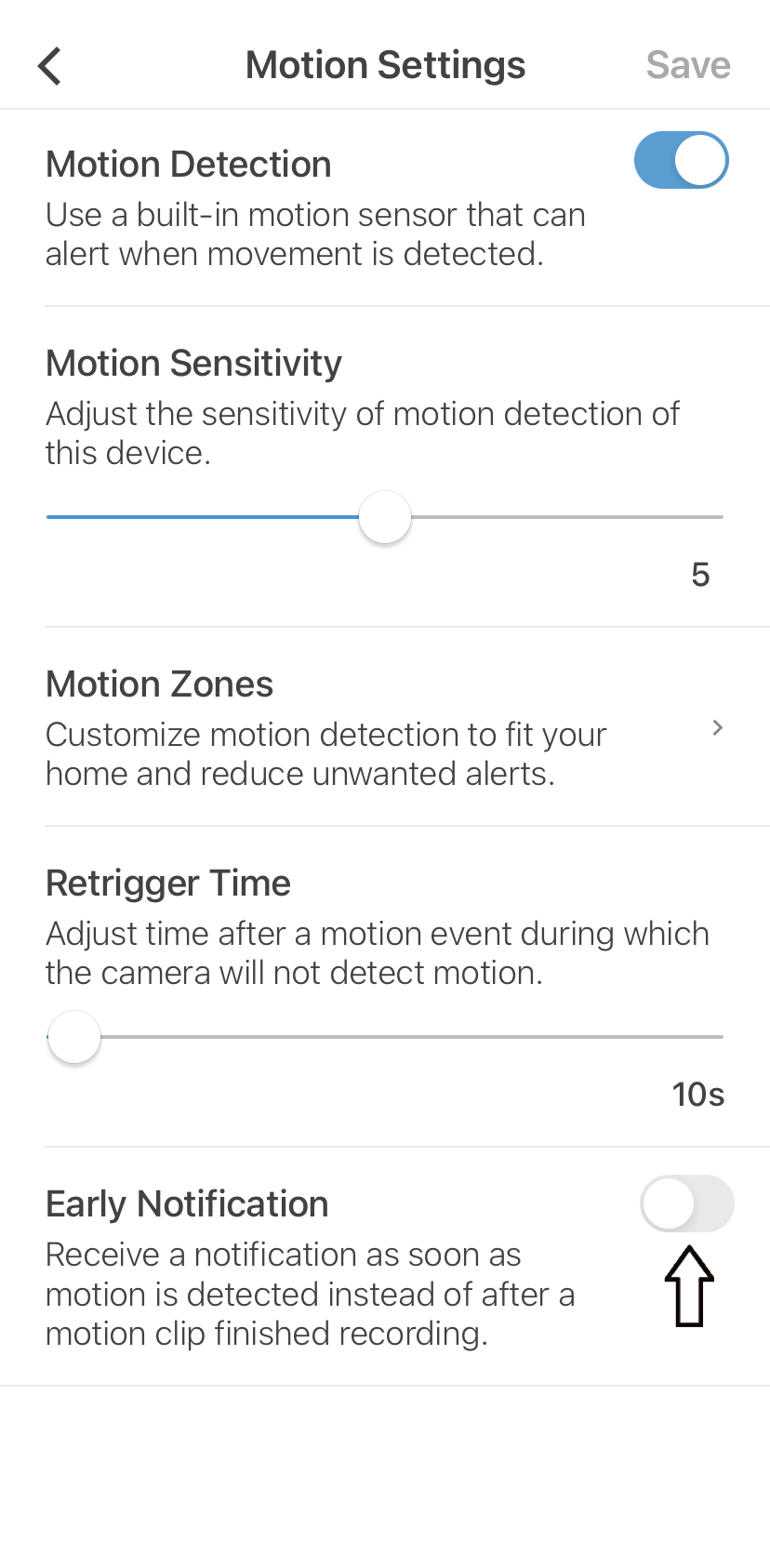 Alternar notificación temprana