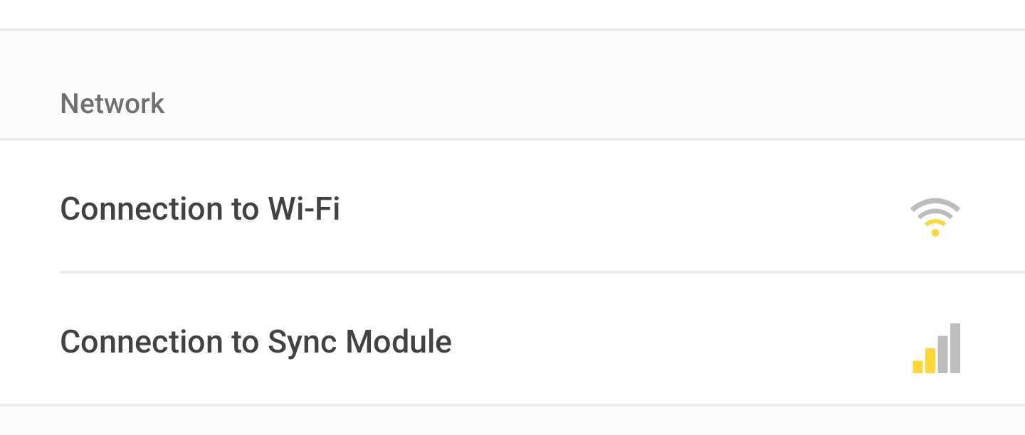 camera settings page update signal strength button