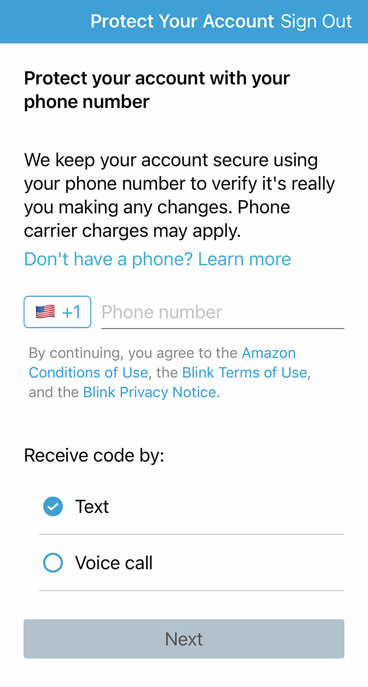 amazon blink sign in