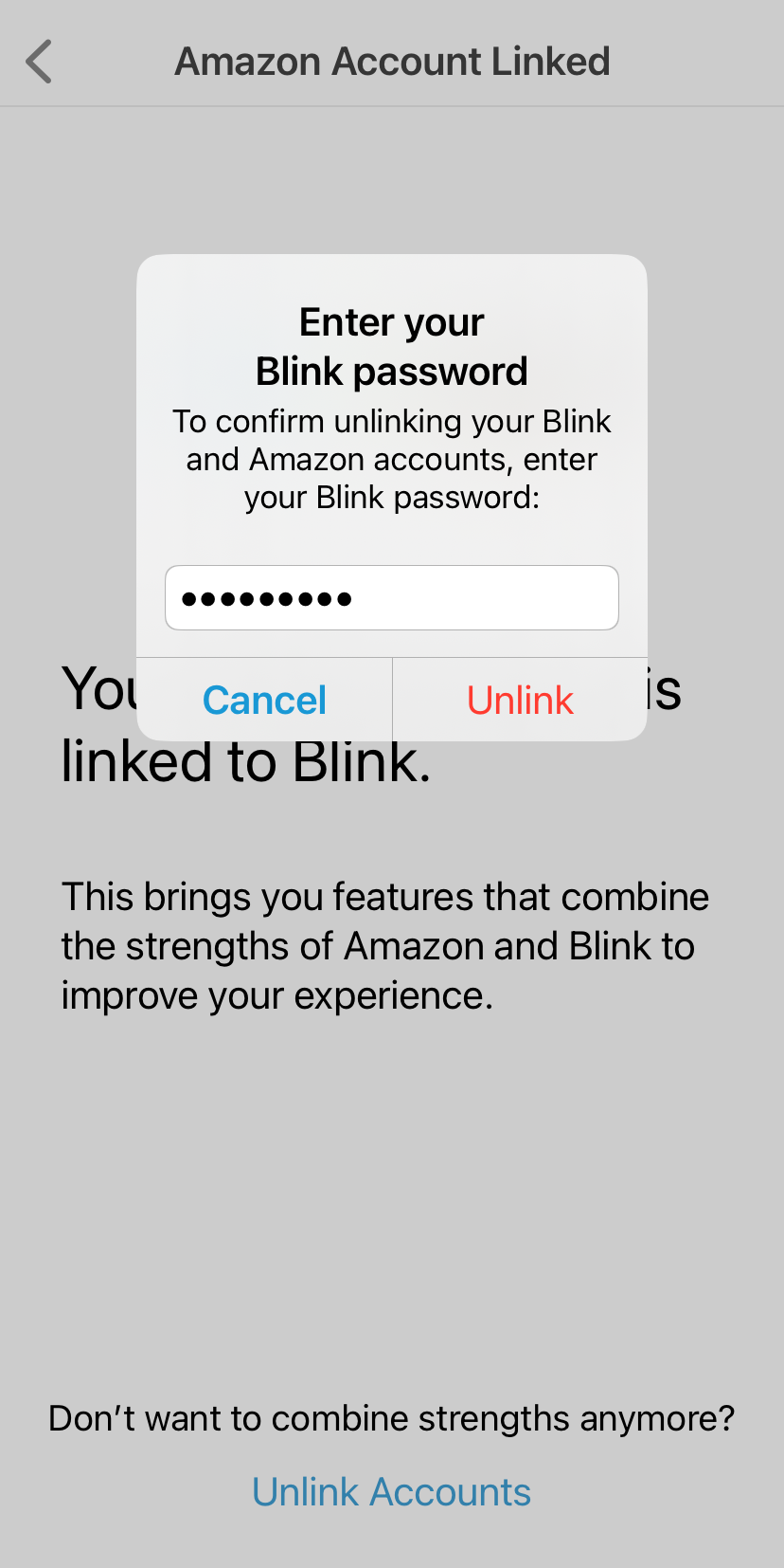 Unlinking Your Blink and  Accounts — Blink Support