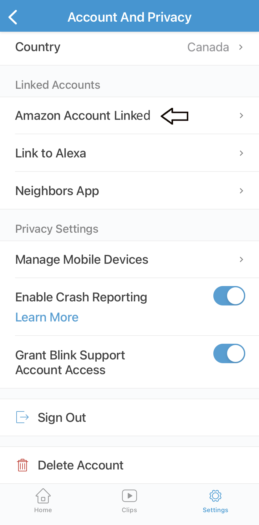 Blink — Linking Your Blink Account to Your Amazon Account